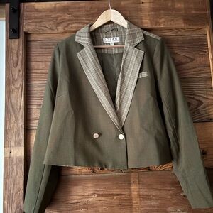 Anthropology Dolan Green and Plaid Women's Blazer
